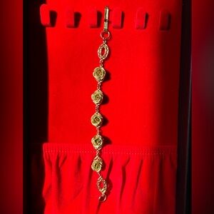 Vintage Gold Rose Link Bracelet - Women Jewelry